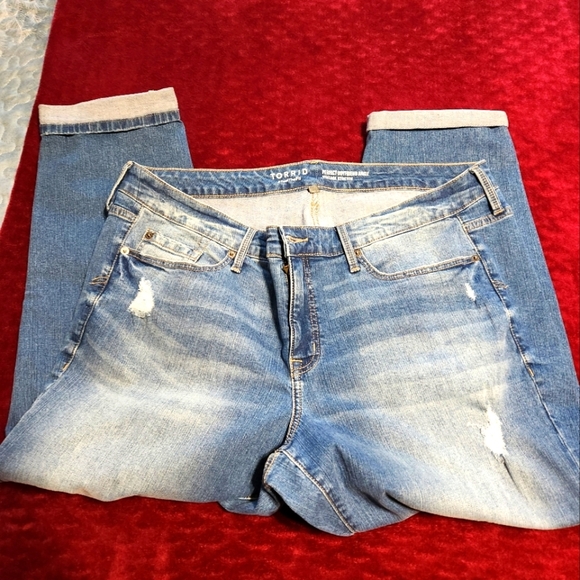 Torrid Blue Distressed Jeans - Picture 1 of 9
